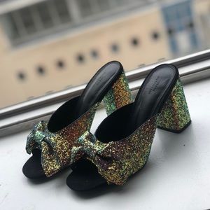 Urban Outfitters Glitter Bow Heels